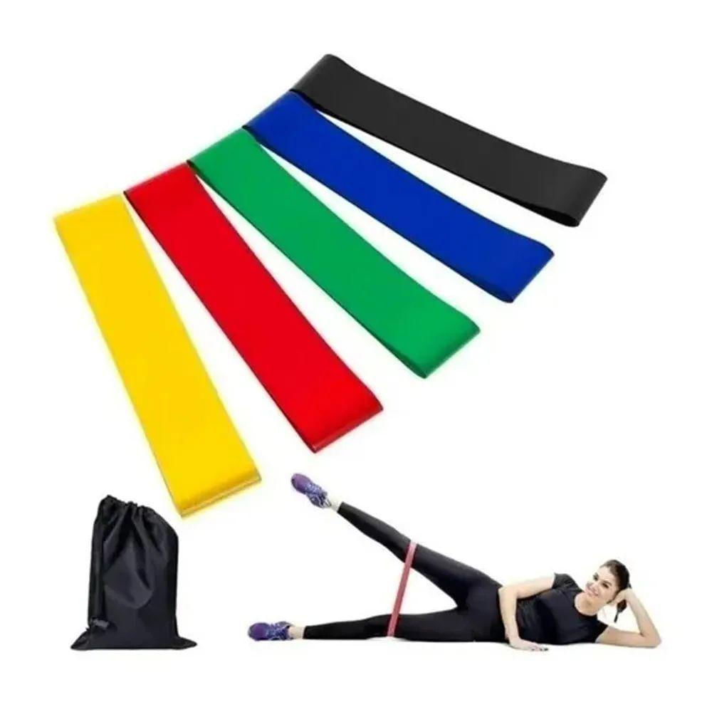 Encontraproduto.com.br - Kit Elástico Extensor Para Exercicio E Conjunto 5 Faixa Elastica Thera Band Treino Em Casa