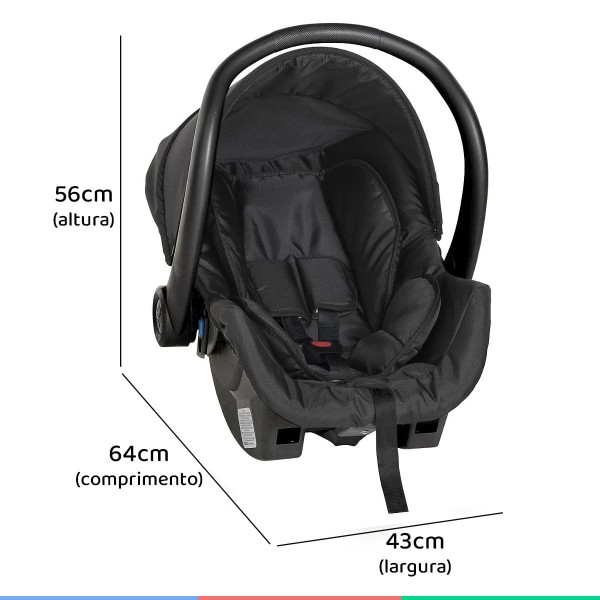 Encontraproduto.com.br - Carrinho Bebe Berço Passeio Reclinável Galzerano Até 15Kg Romano Preto e Rosa + Bebê Conforto + Base