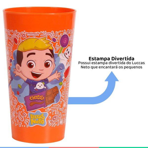 Encontraproduto.com.br - Copo Infantil Para Crianças Copinho 600ml Com Estampa Divertida Livre BPA Luccas Neto Baby Go