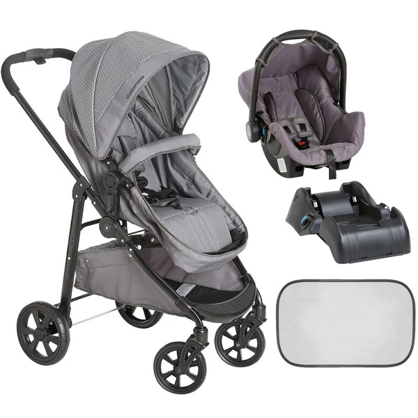 Encontraproduto.com.br - Carrinho Bebe Passeio Berço Criança Moises 3 em 1 Galzerano + Bebê Conforto + Base + Protetor Solar
