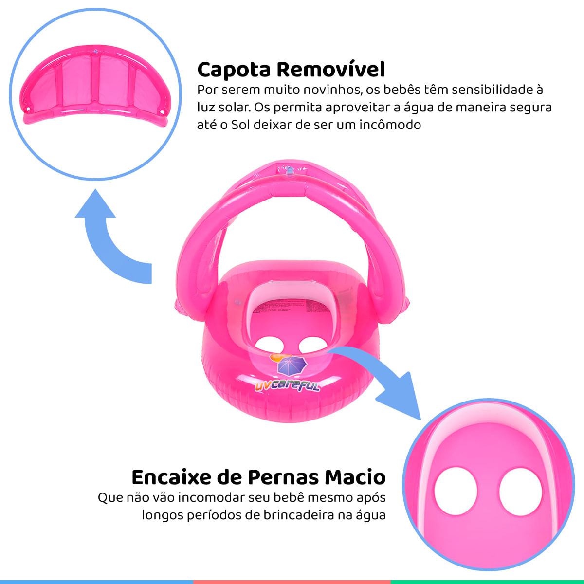 Boia Para Bebê Com Cobertura Infantil Inflável Menino Menina Cor Rosa