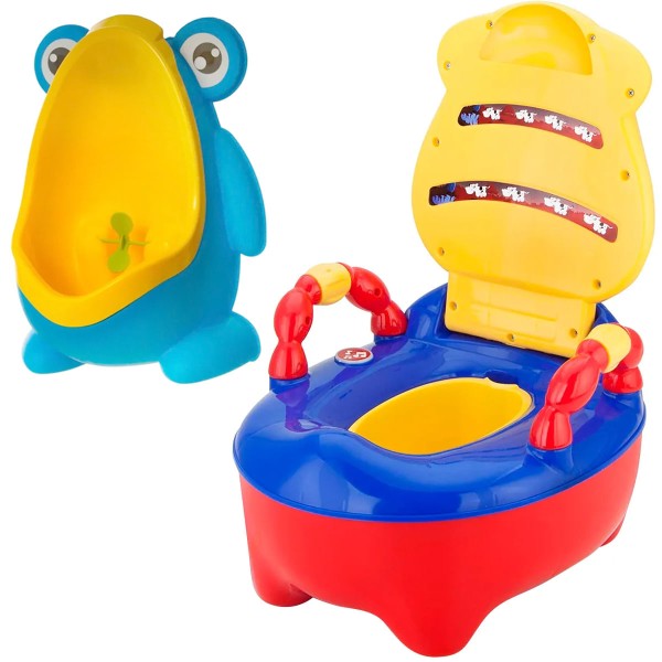 Encontraproduto.com.br - Troninho Infantil Desfralde do Bebê Fazenda Musical Assento Anatômico Higiênico Com Tampa Vaquinha Divertida + Mictório