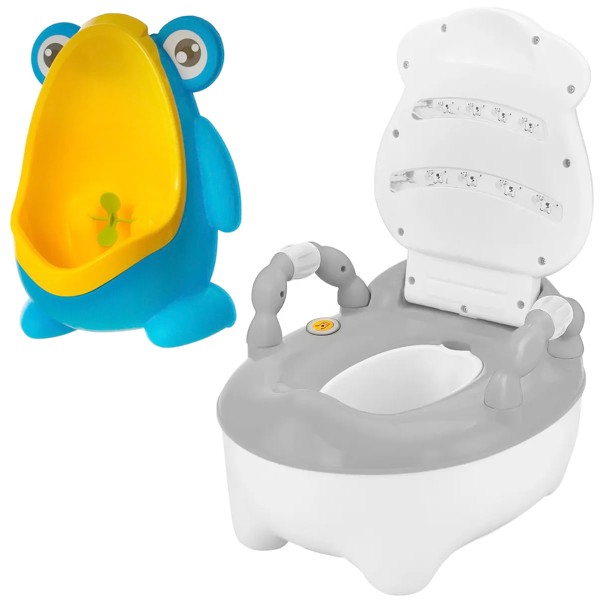 Encontraproduto.com.br - Troninho Infantil Desfralde do Bebê Fazenda Musical Assento Anatômico Higiênico Com Tampa Vaquinha Divertida + Mictório