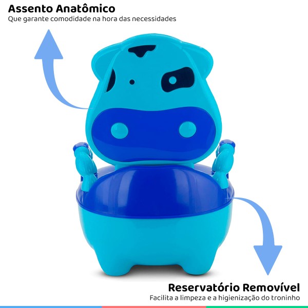 Encontraproduto.com.br - Troninho Infantil Desfralde do Bebê Fazenda Musical Assento Anatômico Higiênico Com Tampa Vaquinha Divertida + Mictório