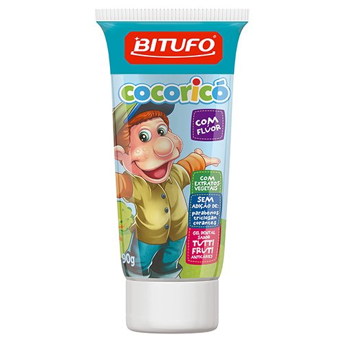 Encontraproduto.com.br - Gel Dental Bitufo Cocoricó Com Flúor Sabor Tutti-Frutti 90g