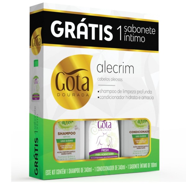 Encontraproduto.com.br - Kit Shampoo + Condicionador Gota Dourada Alecrim Grátis Sabonete Intimo 100ml