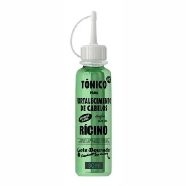 Encontraproduto.com.br - Tônico Capilar Fortalecedor Gota Dourada com Óleo de Rícino 30ml