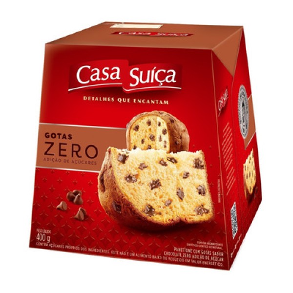 Encontraproduto.com.br - Panettone Gotas de Chocolate Zero Açúcar 400g - Casa Suíça