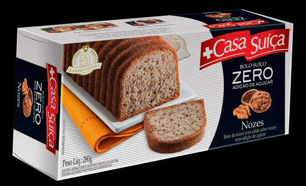 Encontraproduto.com.br - Bolo Suíço com Nozes e Castanha-de-Caju sem Adição de Açúcar Casa Suíça Bem-Estar Caixa 280g