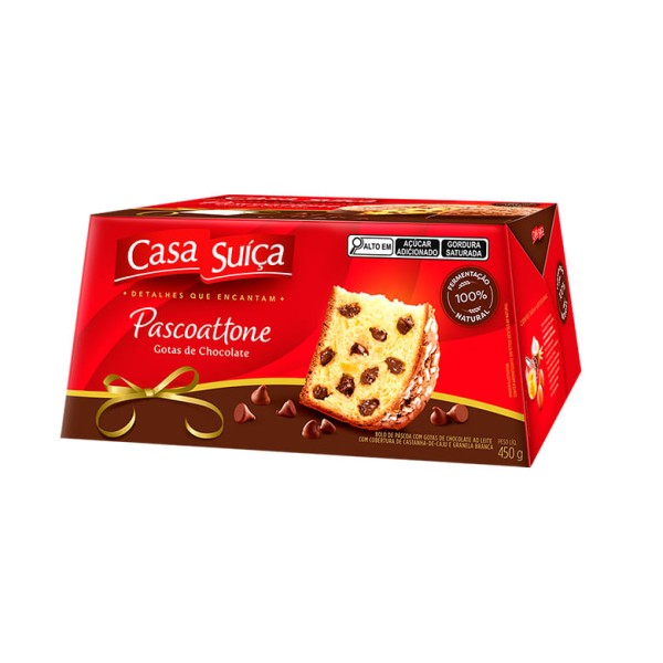 Encontraproduto.com.br - Pascoattone Casa Suíça Gotas de Chocolate Caixeta com 450g