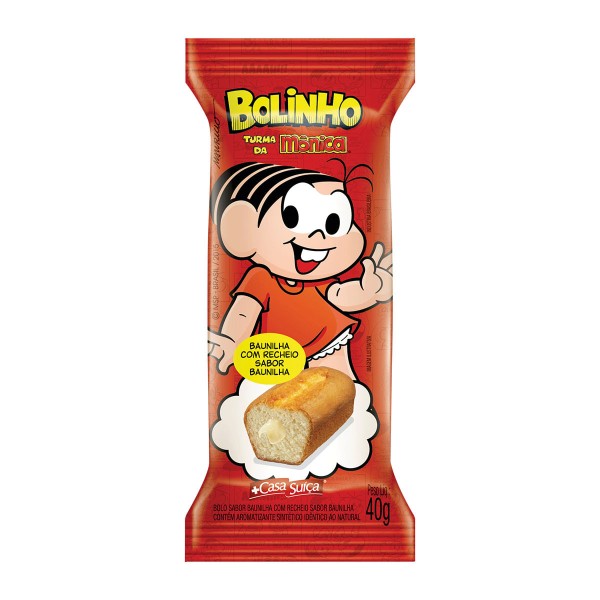 Encontraproduto.com.br - Bolinho Baunilha com Recheio Baunilha Turma da Mônica Casa Suíça Pacote 40g