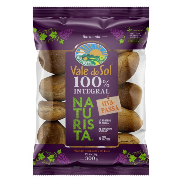 Encontraproduto.com.br - Pão Integral Vale do Sol Uva Passas s/ Lactose 250g