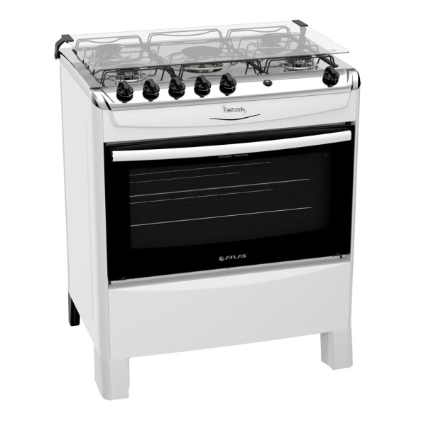 Encontraproduto.com.br - Fogão de Piso Fastcook 5 Bocas Atlas Branco Bivolt