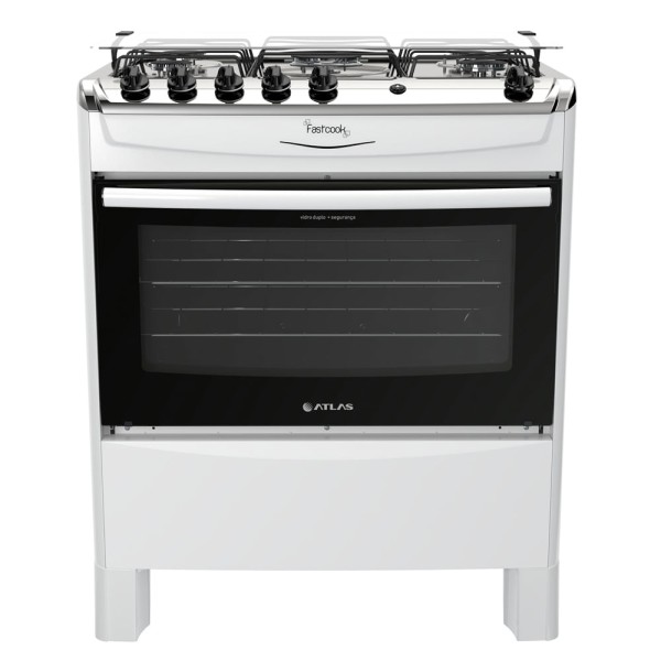 Encontraproduto.com.br - Fogão de Piso Fastcook 5 Bocas Atlas Branco Bivolt