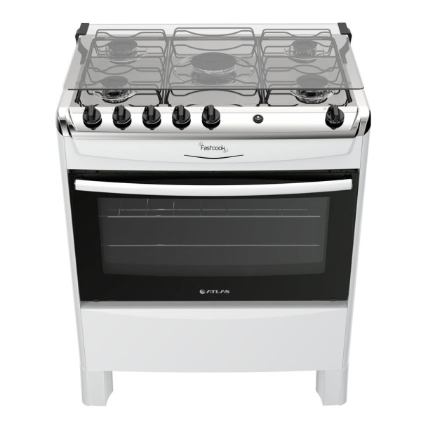 Encontraproduto.com.br - Fogão de Piso Fastcook 5 Bocas Atlas Branco Bivolt