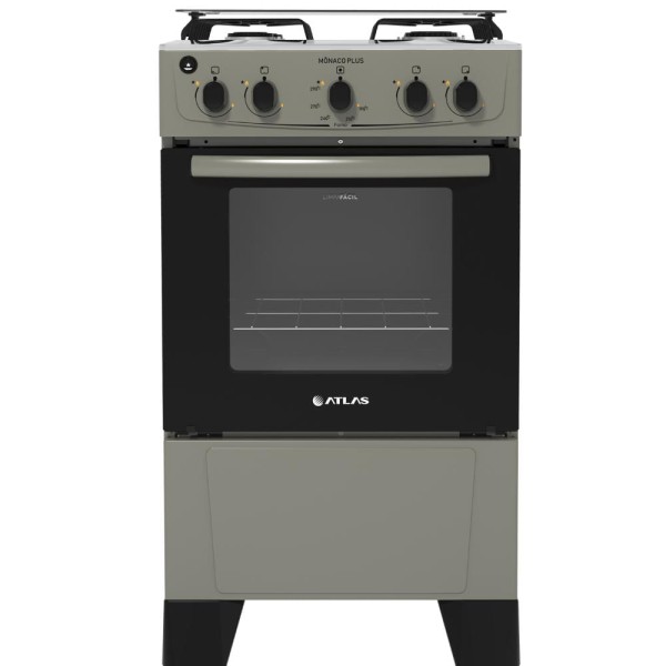 Encontraproduto.com.br - Fogão à Gás 4 Bocas Atlas Mônaco Plus, Bivolt, Titanium