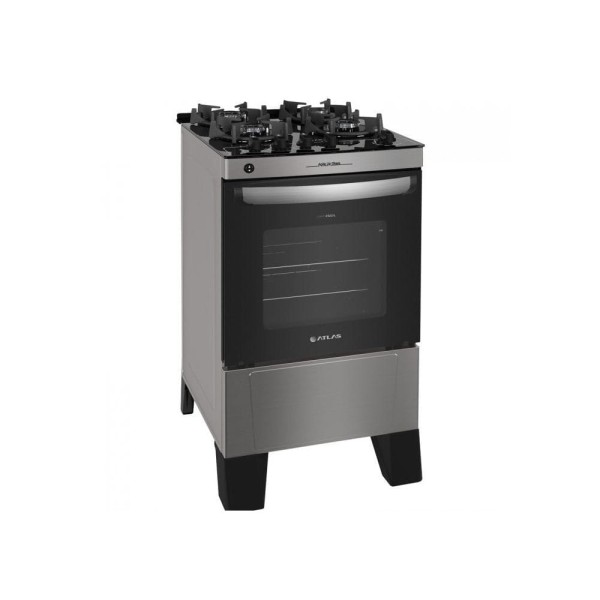 Encontraproduto.com.br - Fogão de Piso Atlas 4 Bocas Agile Up Glass com Mesa de Vidro Inox – Bivolt