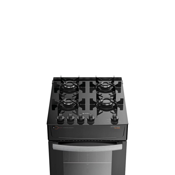 Encontraproduto.com.br - Fogão Atlas 4 Bocas Atenas Glass Acendimento Automático Preto Bivolt