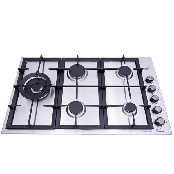 Encontraproduto.com.br - Cooktop A Gás 5B Com Mesa De Aço Inox Escovado Dako Bivolt