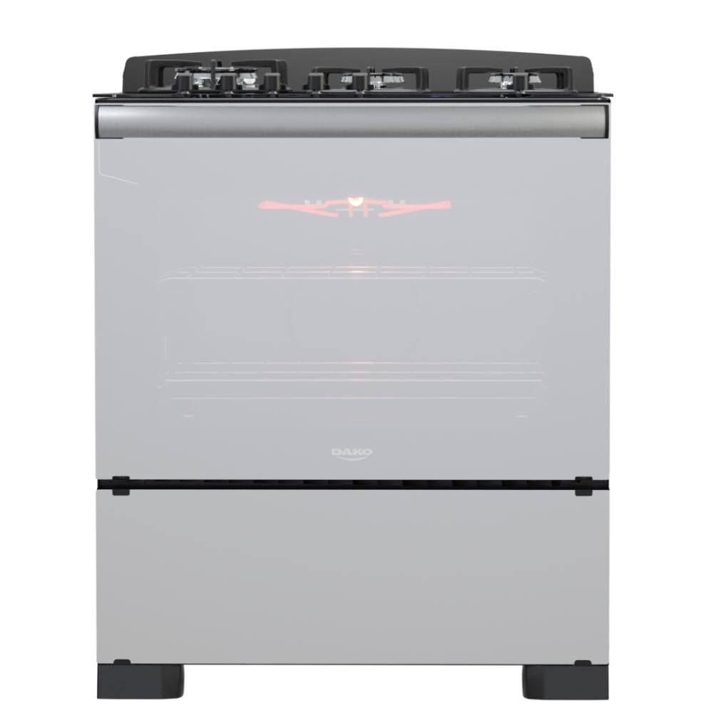 Encontraproduto.com.br - Fogão 5 Bocas Preto Frente Vidro Espelhado E Timer Digital Dako Diplomata Glass Grill Style Bivolt
