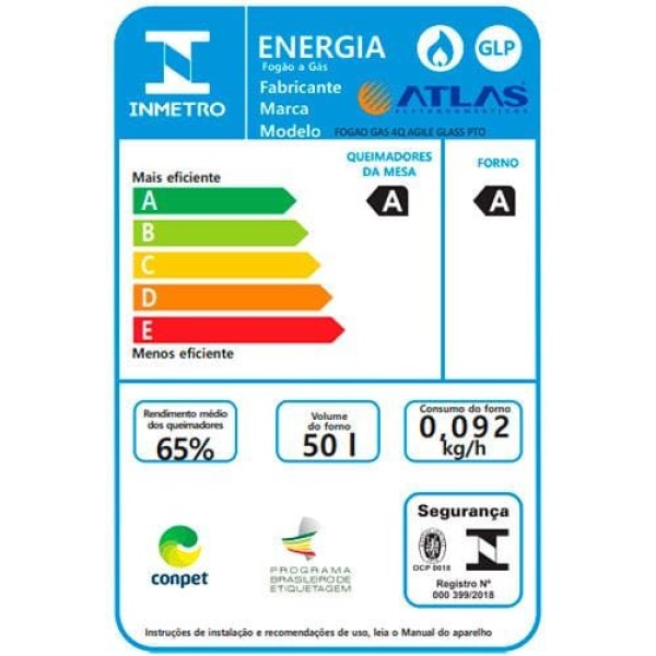 Encontraproduto.com.br - FOGÃO 4 BOCAS ATLAS AGILE GLASS PRETO