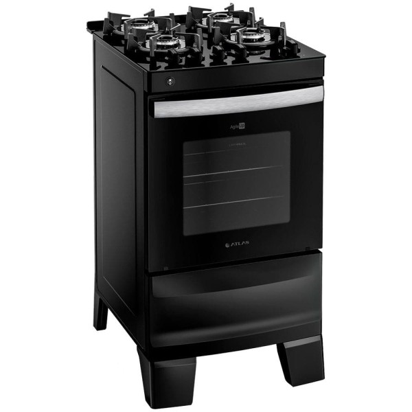 Encontraproduto.com.br - FOGÃO 4 BOCAS ATLAS AGILE GLASS PRETO