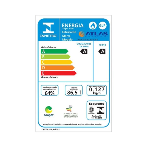 Encontraproduto.com.br - Fogão Atlas Agile Up 5 Bocas com Mesa Inox Bivolt - Branco