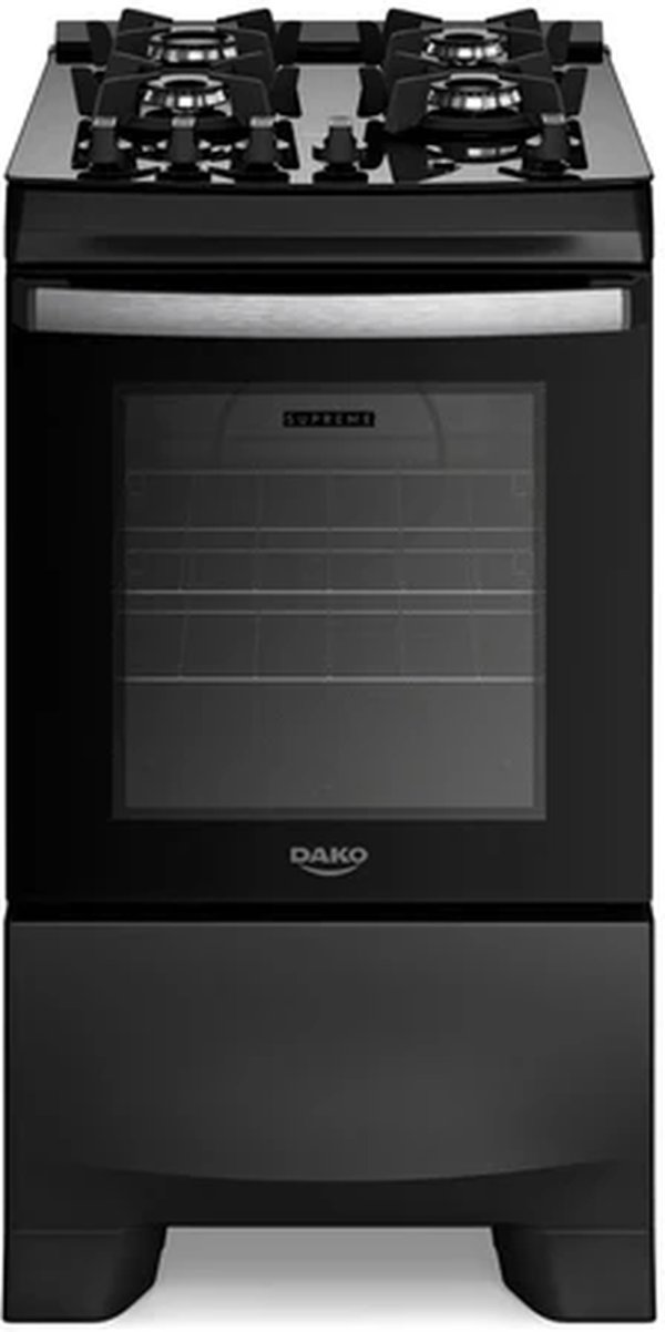 FOGÃO 4 BOCAS DAKO NOVO SUPREME GLASS PRETO MESA DE VIDRO