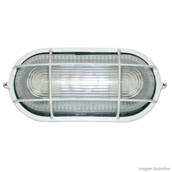Encontraproduto.com.br - Tartaruga oval com grade branca para 1 lâmpada Home Line