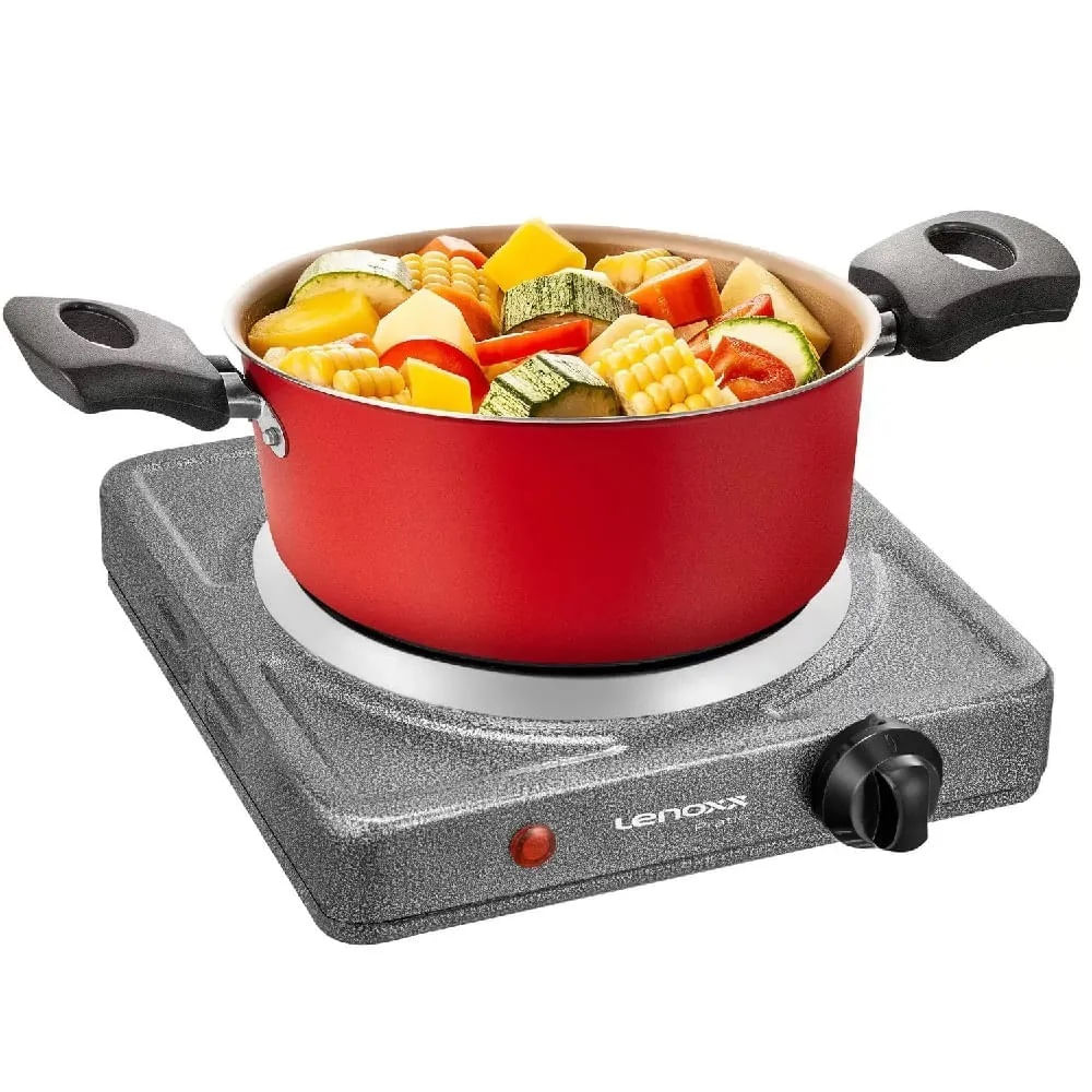 Encontraproduto.com.br - Fogão 1 Boca de Mesa Elétrico Lenoxx Pratic PFE351 Inox 220V