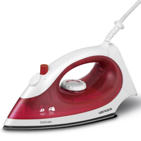 Encontraproduto.com.br - Ferro de Passar a Vapor Lenoxx Delicate Red 220V