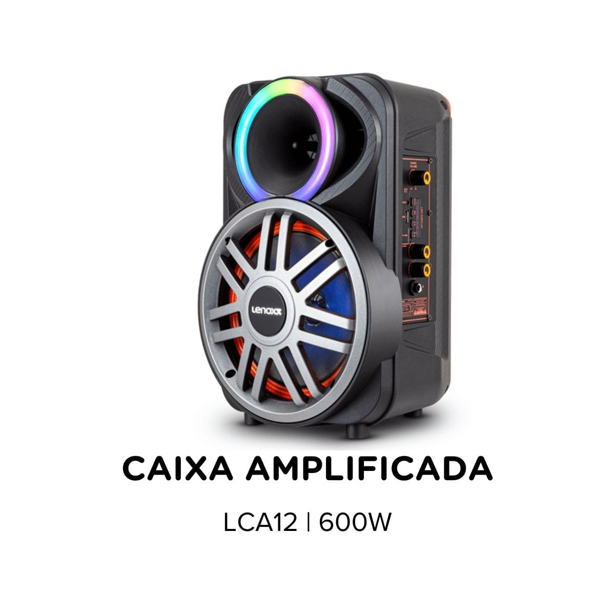Encontraproduto.com.br - Caixa de Som Amplificada Lenoxx LCA12 600W Preto Bivolt