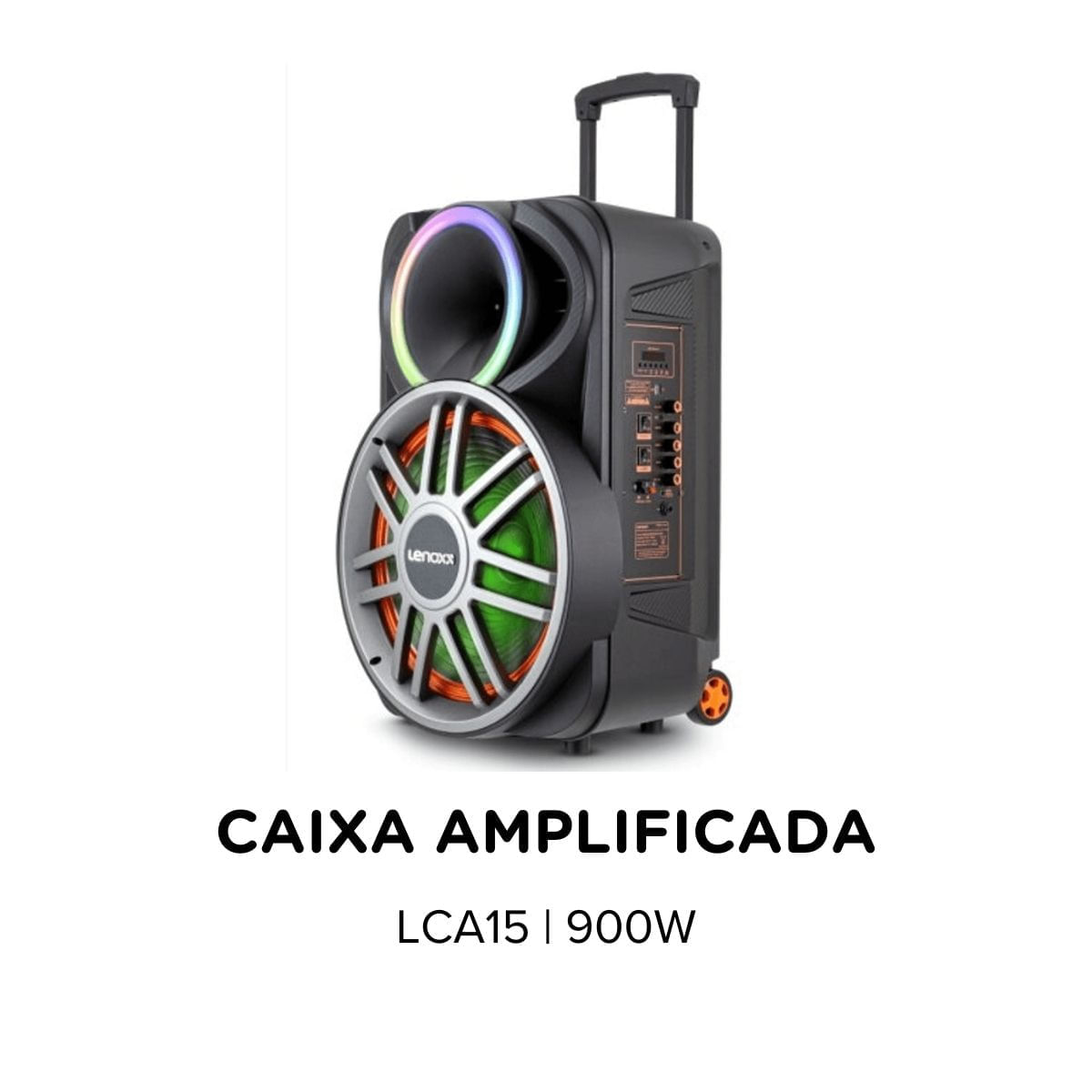 Encontraproduto.com.br - Caixa de Som Acústica LCA15 Bluetooth 900W Lenoxx Preta