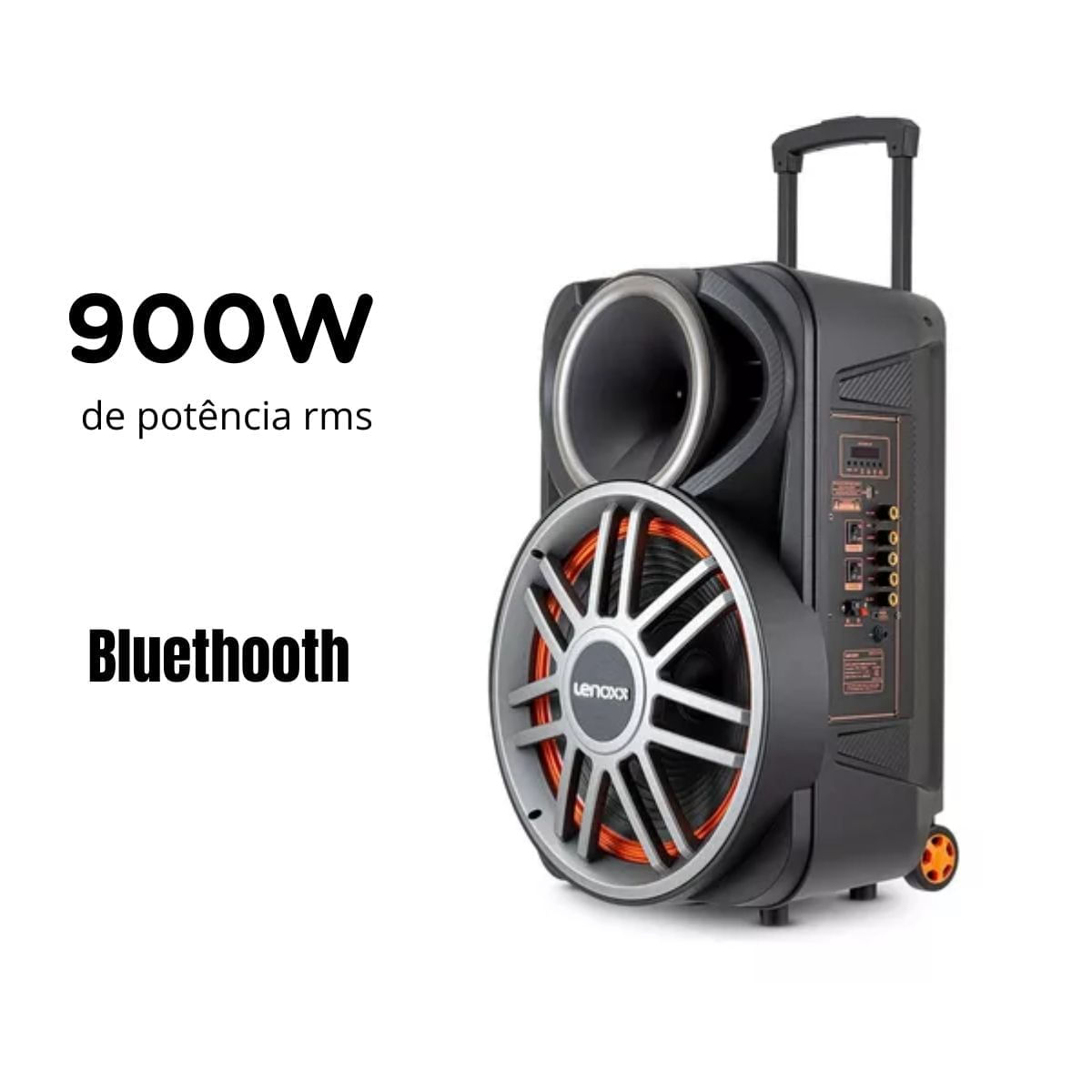 Encontraproduto.com.br - Caixa de Som Acústica LCA15 Bluetooth 900W Lenoxx Preta