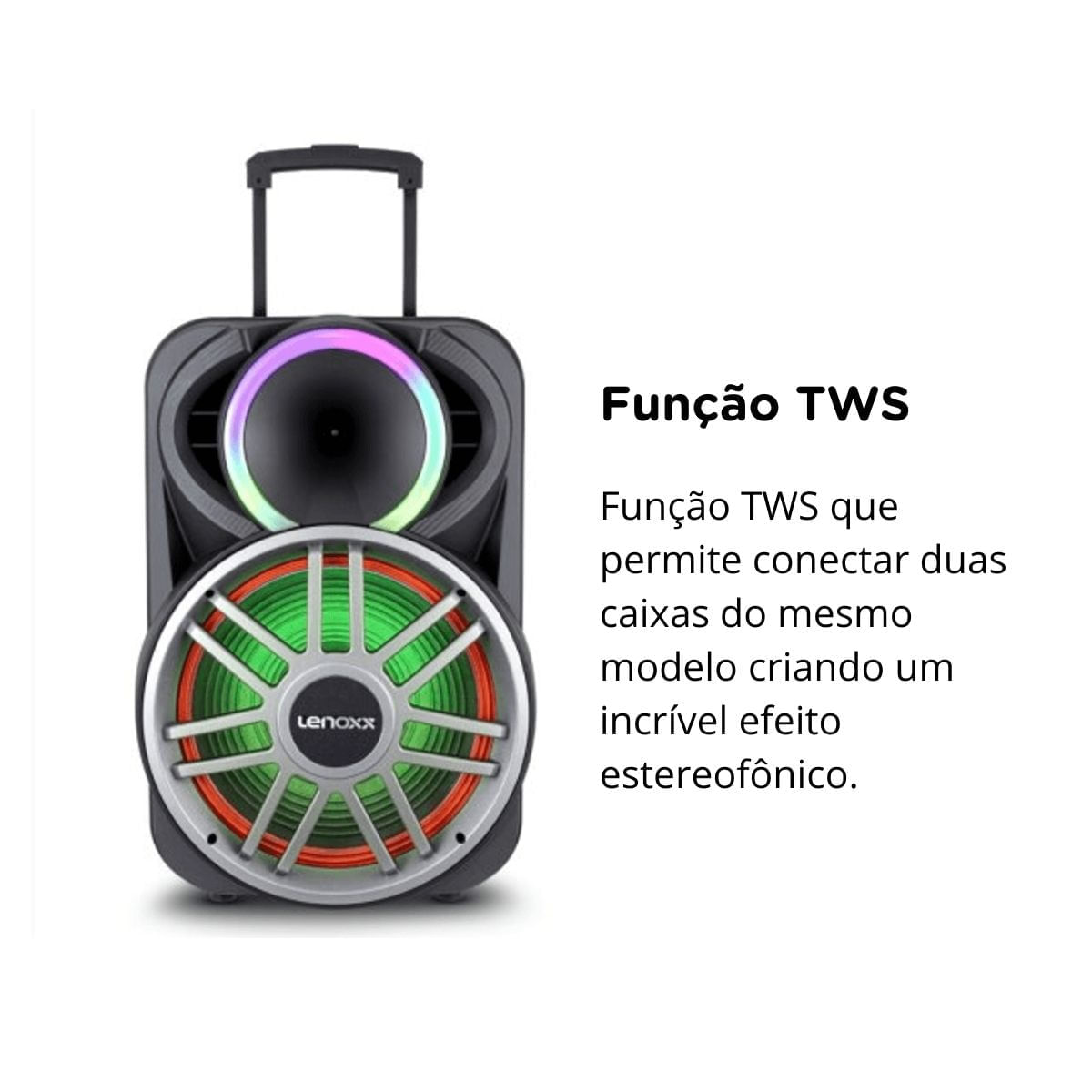 Encontraproduto.com.br - Caixa de Som Acústica LCA15 Bluetooth 900W Lenoxx Preta