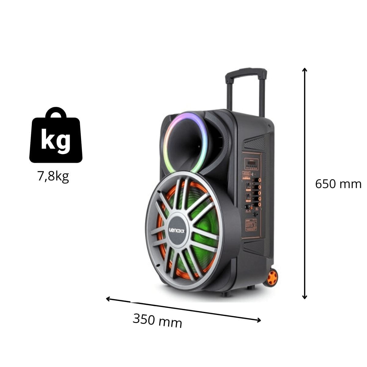 Encontraproduto.com.br - Caixa de Som Acústica LCA15 Bluetooth 900W Lenoxx Preta