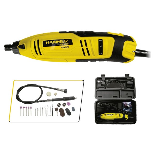 Encontraproduto.com.br - Micro Retífica Com Maleta Hammer 150W GYMI150K
