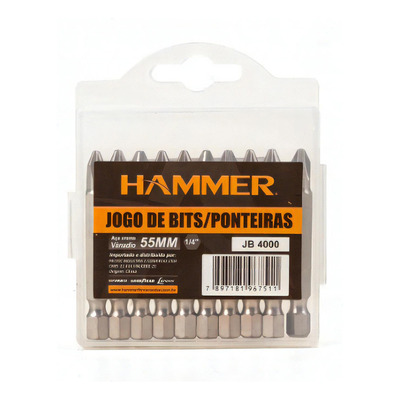 Encontraproduto.com.br - Jogo de Bits e Ponteiras com 10 Peças Hammer JB4000