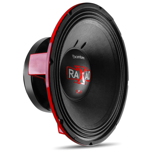 Encontraproduto.com.br - Alto Falante Woofer Bomber Raxão 15 Polegadas 1650W RMS 4 Ohms Bobina Simples Preto e Vermelho