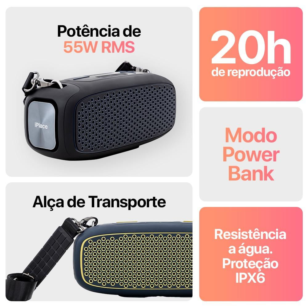 Encontraproduto.com.br - Caixa de Som Energie L55 Originais iPlace, Azul Marinho e Turquesa