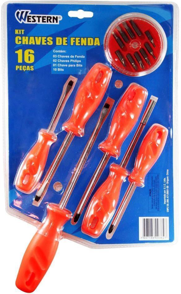 Encontraproduto.com.br - kit chaves fenda c/bits western etilux
