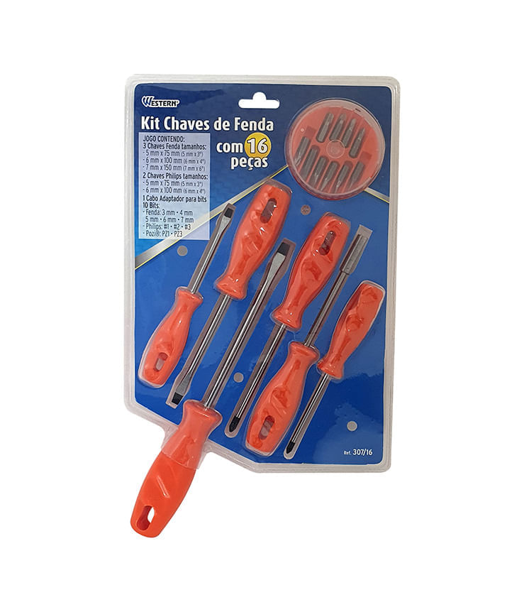 Encontraproduto.com.br - kit chaves fenda c/bits western etilux
