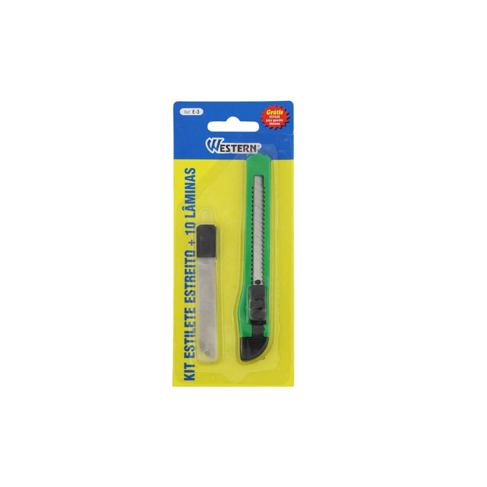 Estilete Estreito com 10 Lâminas 9Mm