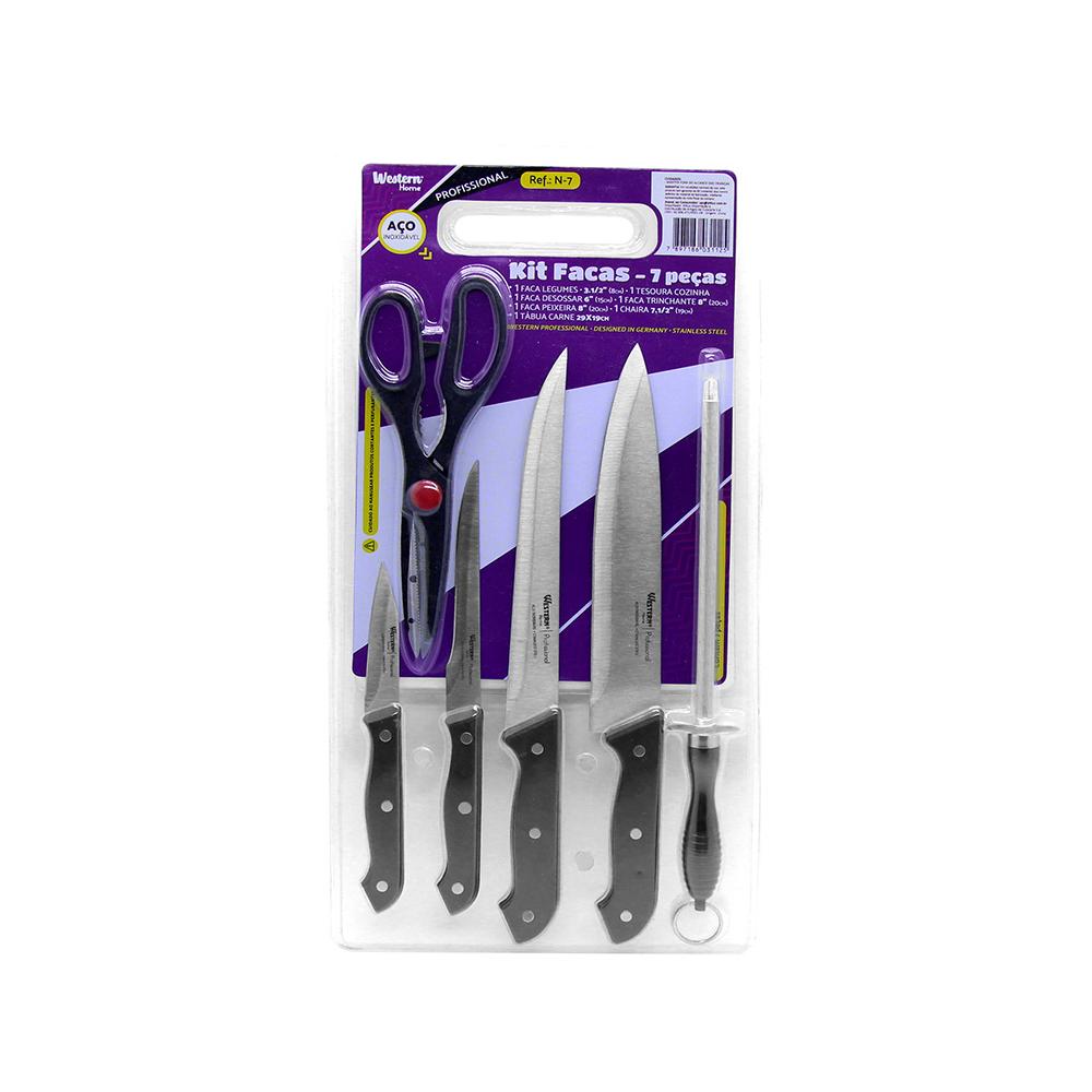 Encontraproduto.com.br - Kit Facas Para Churrasco Com 7 Peças Etilux