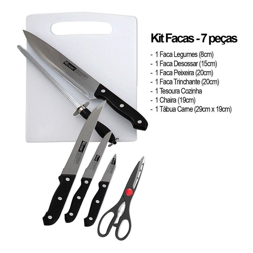 Encontraproduto.com.br - Kit Facas Para Churrasco Com 7 Peças Etilux