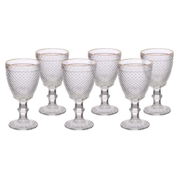 Jogo de Taça para Água Hauskraft 320 ml Borda Dourada com 6 Peças