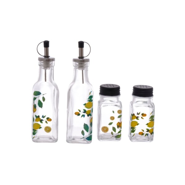 Encontraproduto.com.br - Galheteiro de Vidro Sup Matira - Conjunto de 4 Peças