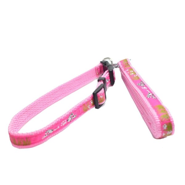 Encontraproduto.com.br - Guia Com Coleira Ajustável Para Cães 1,2M Rosa Cachorrinhos