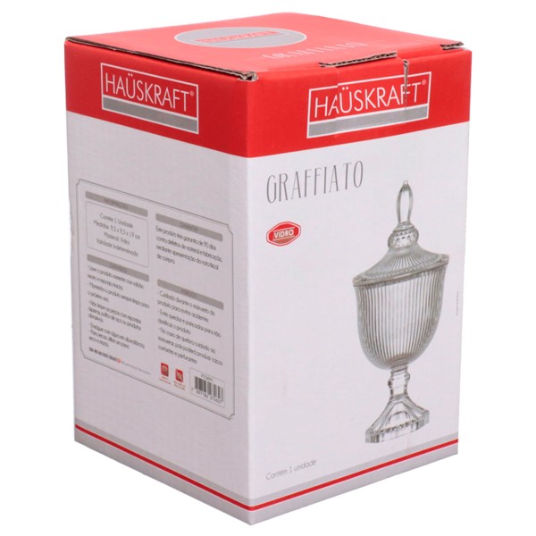 Encontraproduto.com.br - Potiche Decorativo de Vidro GFT 19cm - Hauskraft
