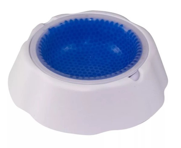 Encontraproduto.com.br - Tigela fria para cães e gatos 470ml 24 x 6,5cm de plástico